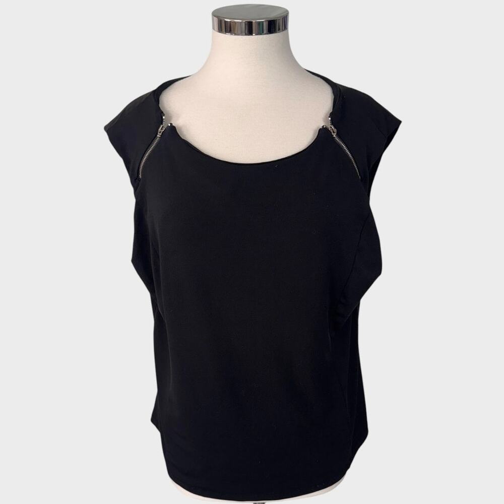 Carmen Marc Valvo Black XL Sleeveless Polyester Spandex Blouse